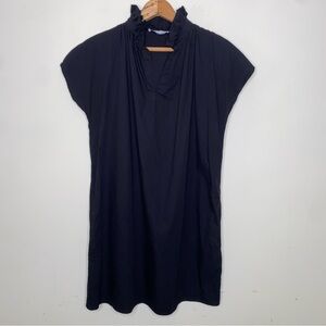 Never A Wallflower XS Black 100% Cotton Sundress With Pockets and Ruffled Collar